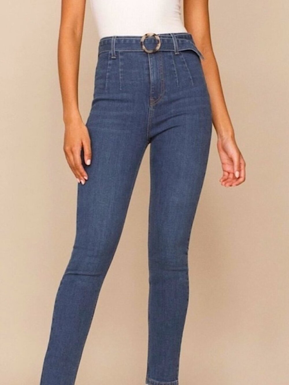 Reformation Marilyn Belted Ultra High Rise Skinny Jeans - Color: Blue - Size: 30